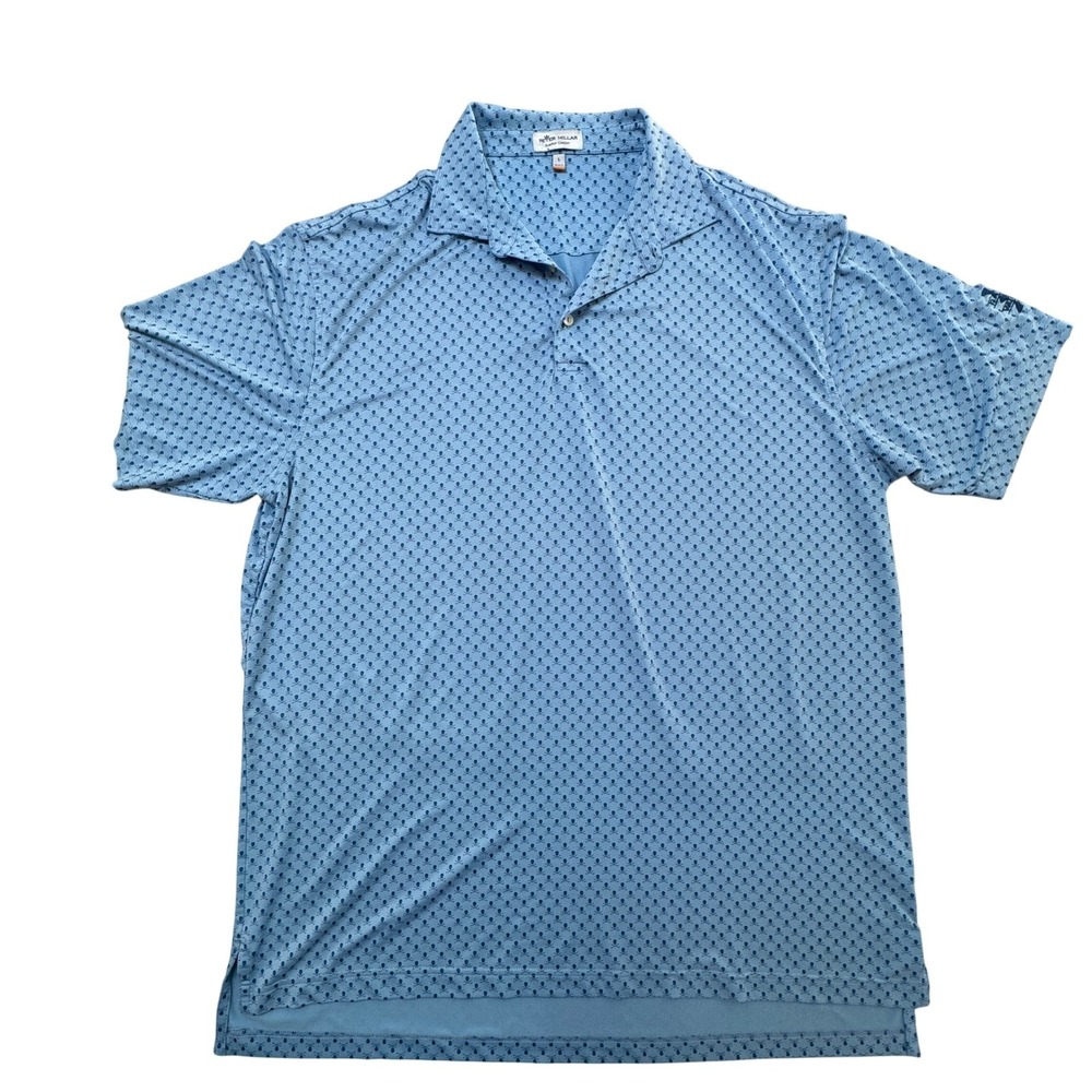 Peter Millar Polo Skull Crossbones Summer Comfort Blue Golf Shirt Mens Size L - Picture 2 of 12